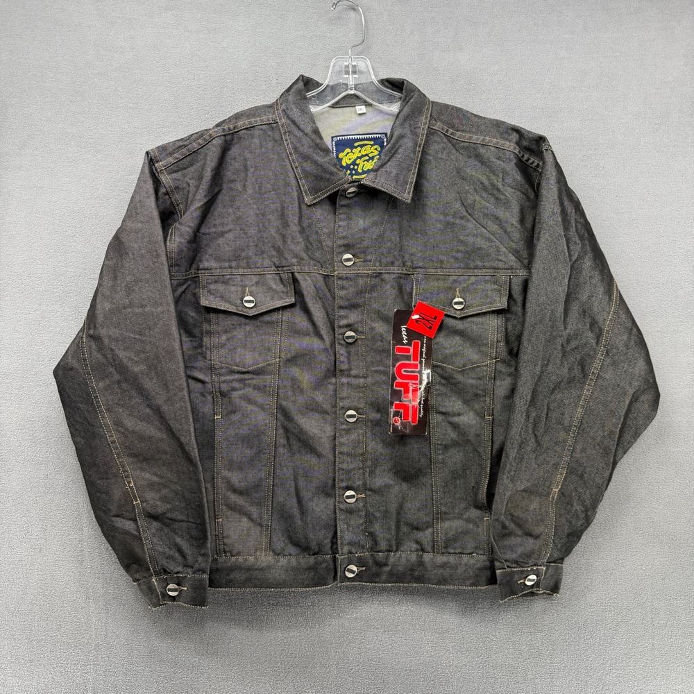 Texas Tuff Jean Denim Jacket Men's 2XL Dark Wash Trucker Style Button Up